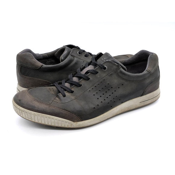 Ecco Golf Shoes Mens 12 Gray Leather Perforated Spikeless Lace Up Low Top - Picture 1 of 12